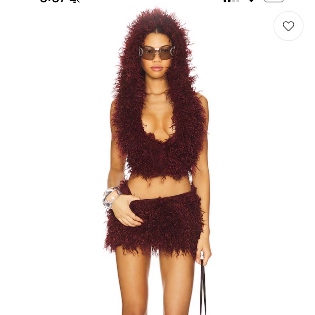 Jaded London Burgundy Fuzzy Mini Skirt
